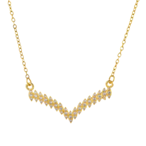 18K Gold-Plated Cubic Zirconia V-Shape Necklace